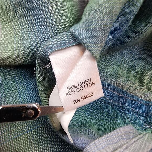 Banana Republic Shirt Mens XL Plaid Linen Blend Long Sleeve Button Up Coastal - Picture 15 of 16